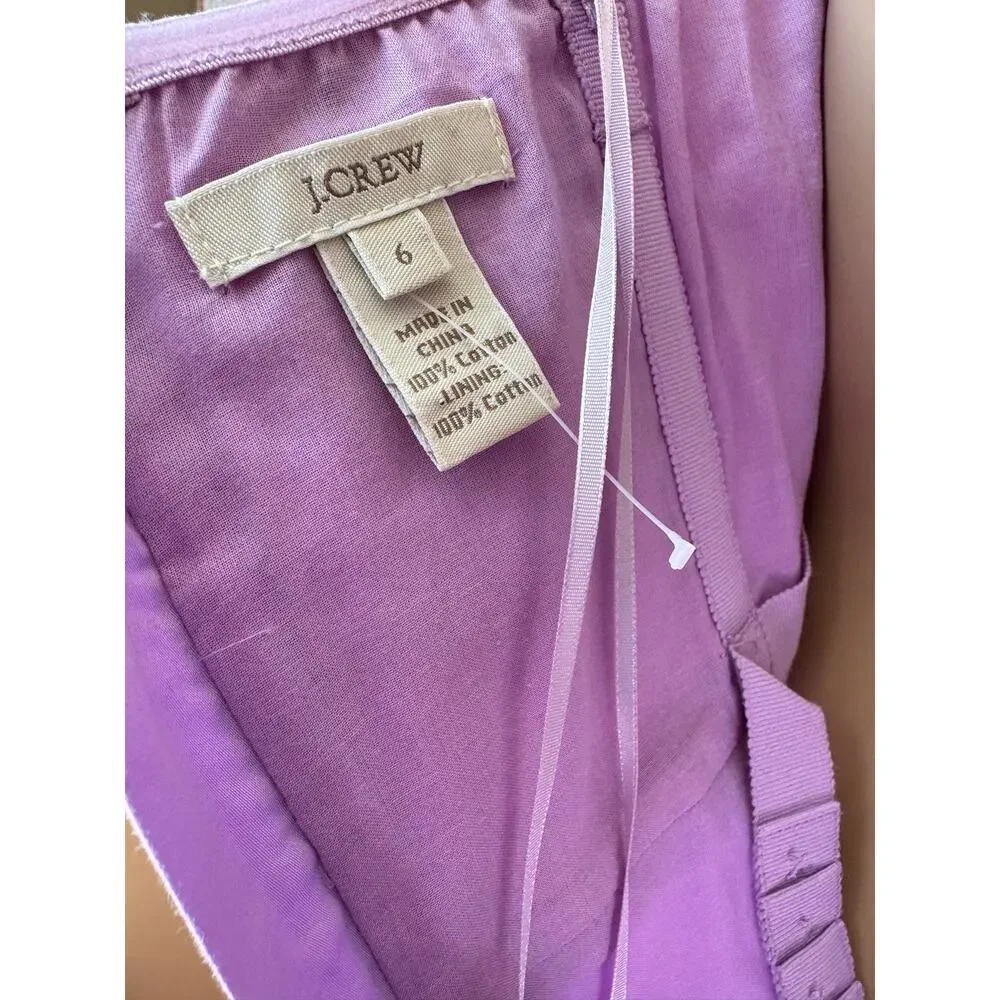 J. Crew Wave Bodice Strapless cotton lavender/ purple dress size 6